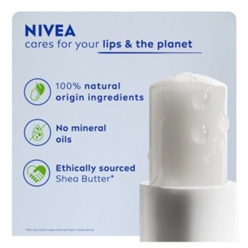 NIVEA Original Care Lip Balm | Shea Butter | 24h Moisture - Two Packs - 4.8 g