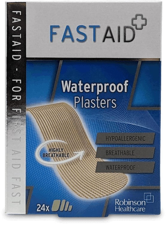 Fast Aid Waterproof Plasters 24 Assorted– 3X24 Pack Bandages, First Aid Supplies