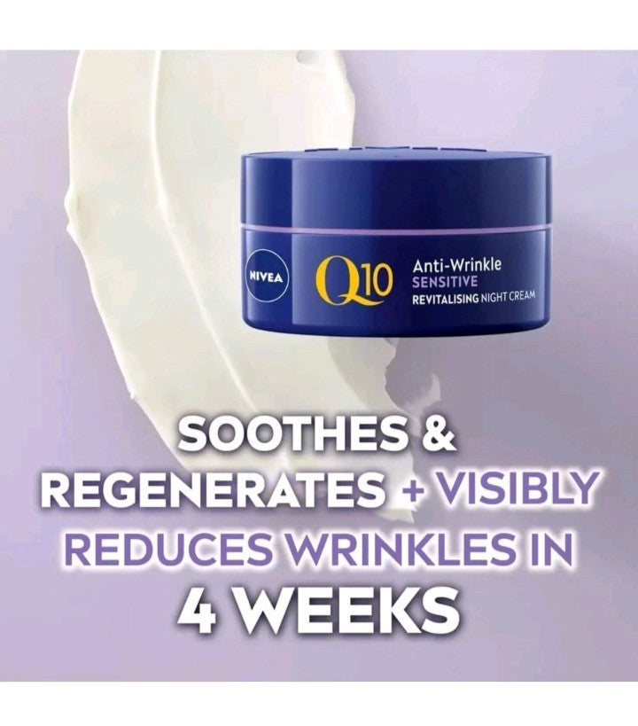 NIVEA Q10 Sensitive Anti-Wrinkle Creams – Day + Night Skincare Set, Brand New