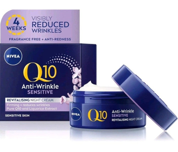 NIVEA Q10 Sensitive Anti-Wrinkle Creams – Day + Night Skincare Set, Brand New